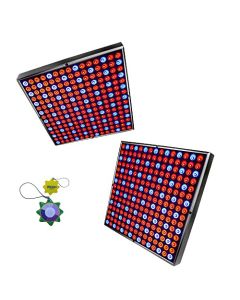 HQRP 90W 2x Square 450 LED Grow Light Panels Lamp Blue & Red with Hanging Kit + HQRP UV Meter