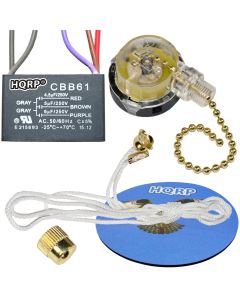 HQRP Kit Ceiling Fan Capacitor CBB61 4.5uf+5uf+6uf 5-Wire and 3-Speed Fan Switch + HQRP Coaster