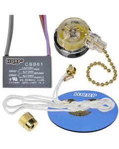 HQRP Kit Ceiling Fan Capacitor CBB61 4.5uf+6uf+6uf 5-Wire and 3-Speed Fan Switch + HQRP Coaster
