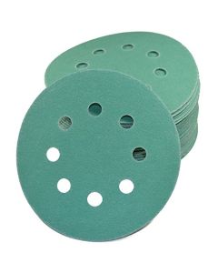 HQRP 5" 8-Hole 220-Grit Stick-On Velcro Sanding Discs for Porter-Cable 382 Random Orbit Sander Sandpaper 5-inch Abrasive, 50 Pack