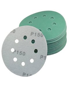 HQRP 5" 8-Hole 150-Grit Dustless Hook & Loop Sanding Discs, Random Orbit Sandpaper 5-inch, 50 Pack